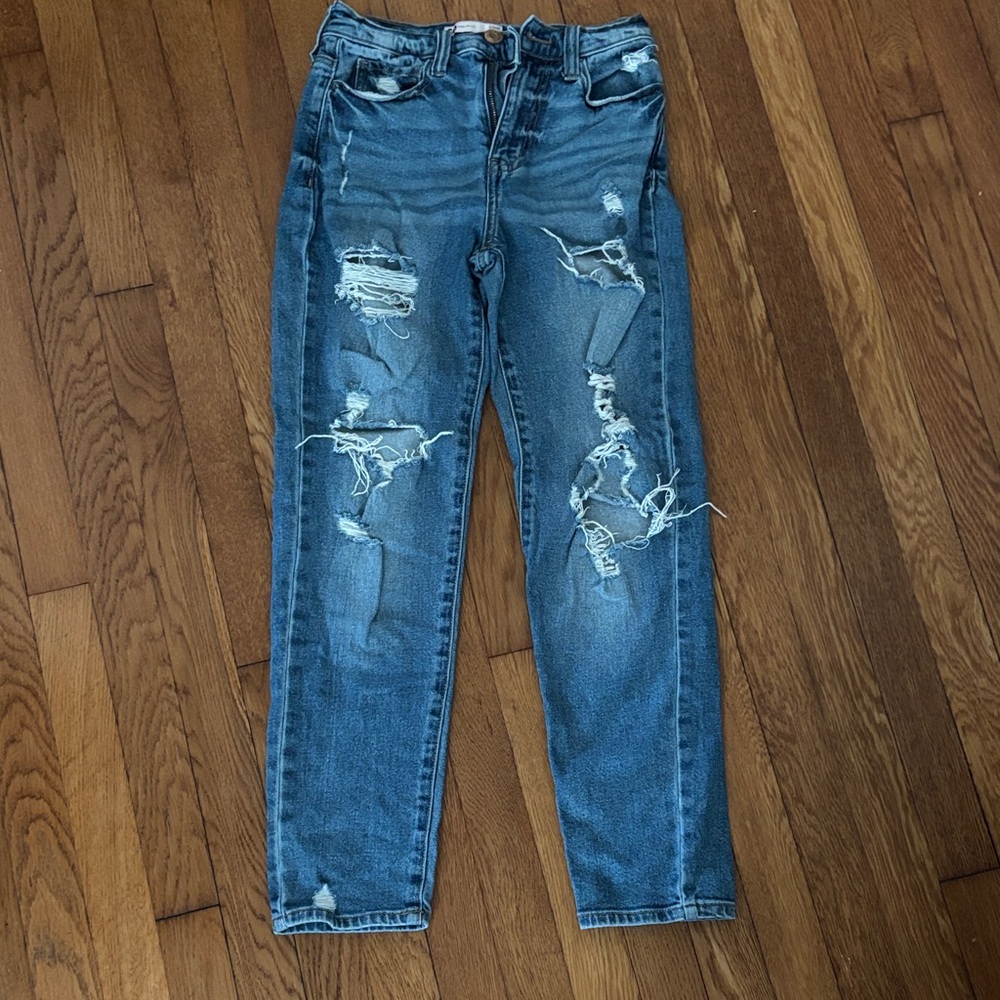 Distressed Blue Jeans